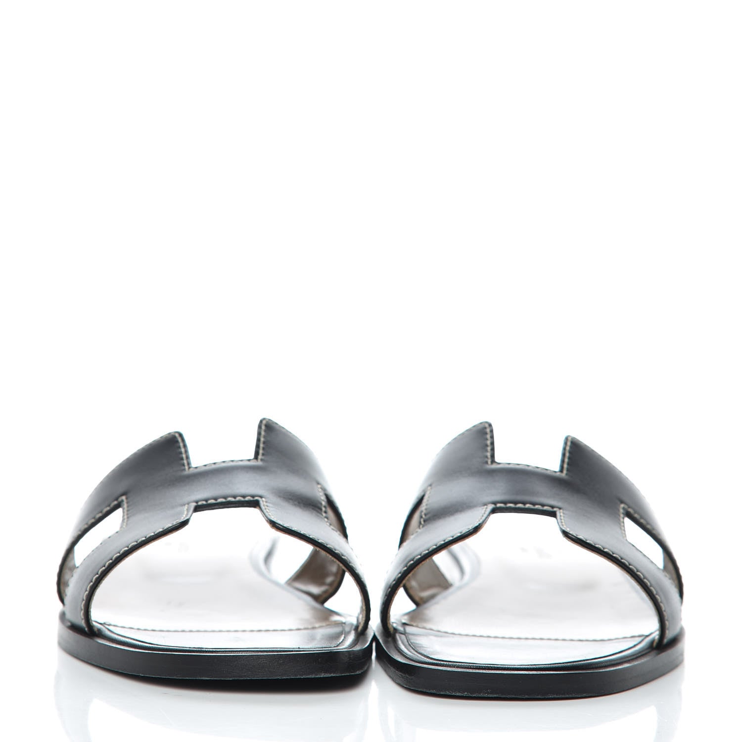 Hermes Box Calfskin Oran Sandals 35 Black 2 of 12