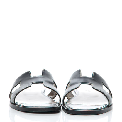 Hermes Box Calfskin Oran Sandals 35 Black 2 of 12