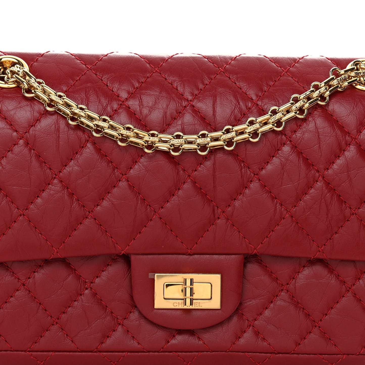 Aged Calfskin Quilted 2.55 Reissue 225 Flap Red