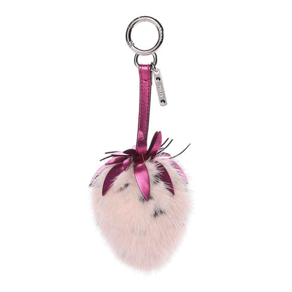 Fendi Mink Fur Vitello Catalan Mirror Strawberry Bag Charm Seashell Orchidea 1 of 4