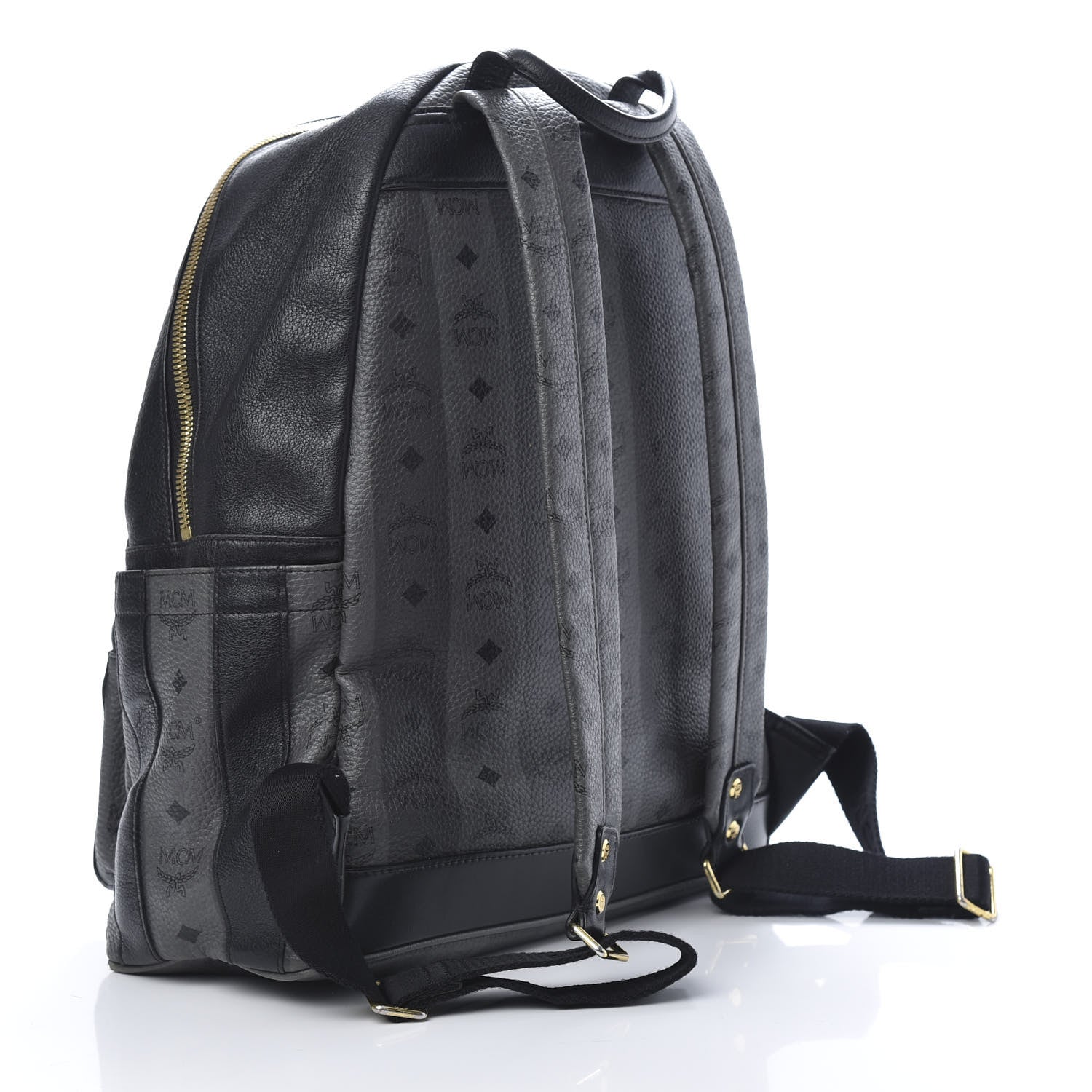 MCM Striped Visetos Studded Medium Stark M Backpack Black Phantom Grey 2 of 14