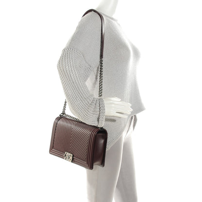Chanel Calfskin Chevron Quilted New Medium Boy Flap Burgundy 2 of 9
