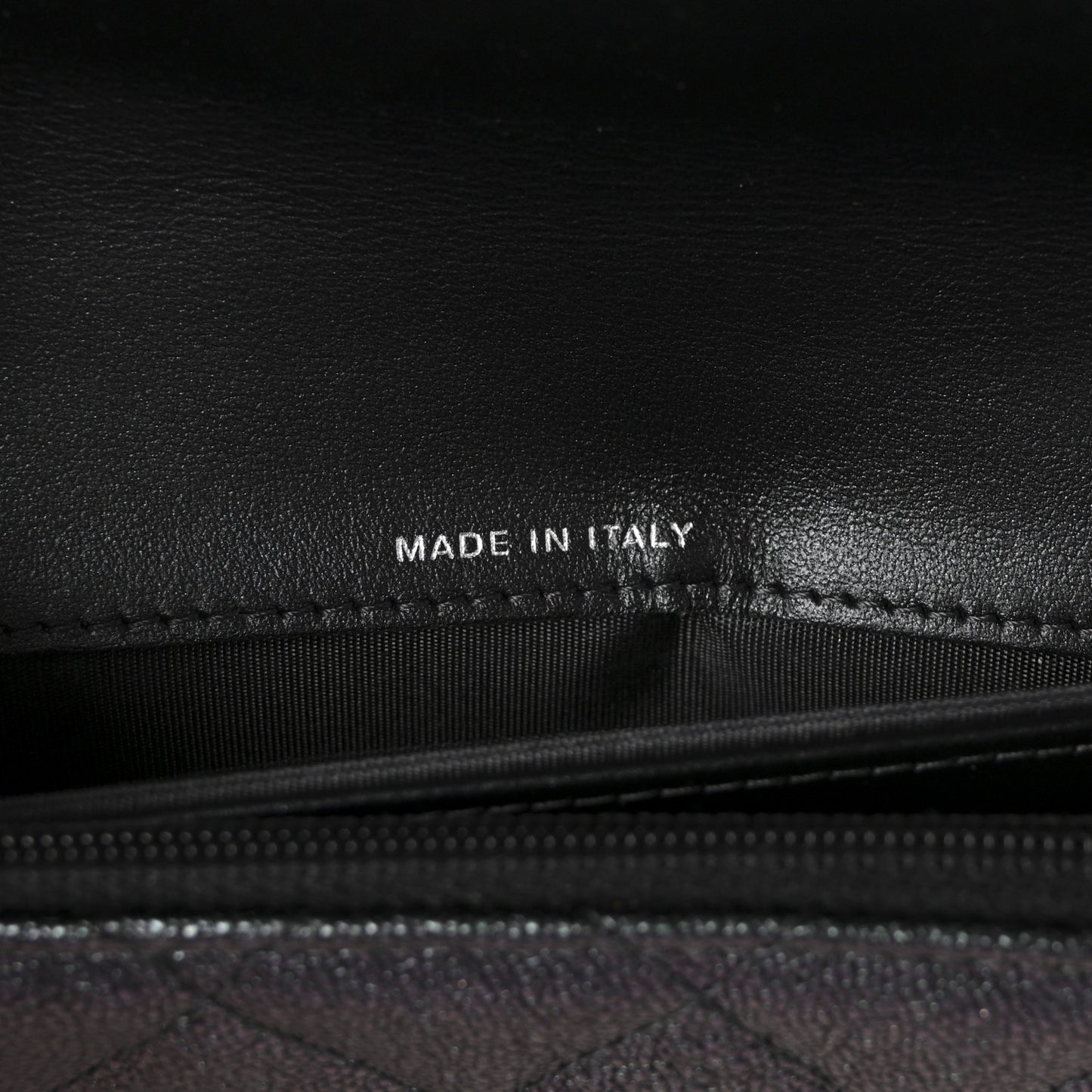 Iridescent Caviar Quilted Classic Pouch Clutch Black