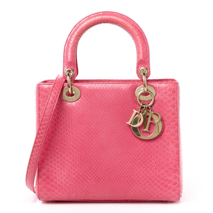 Christian Dior Snakeskin Medium Lady Dior Pink 1 of 13