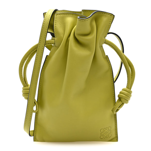 バッグ ANTEPRIMA LUCCETTO Verde llico 191 Loewe Calfskin Mini Drawstring Flamenco Knot Crossbody Pocket Bag