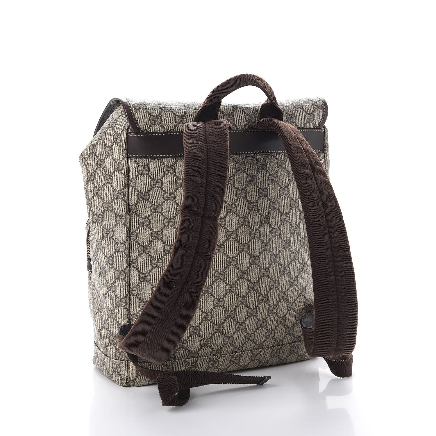 Gucci GG Supreme Monogram Medium Single Buckle Rucksack Backpack Beige Ebony Brown 3 of 8