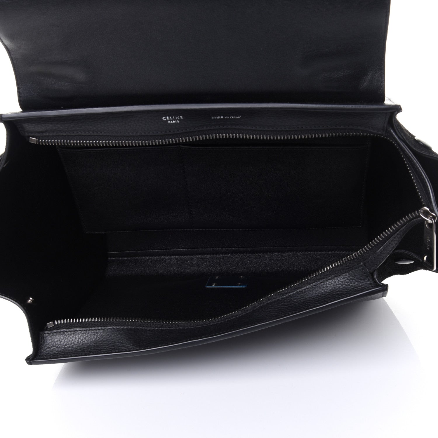 Celine Drummed Calfskin Suede Small Trapeze Black 4 of 4
