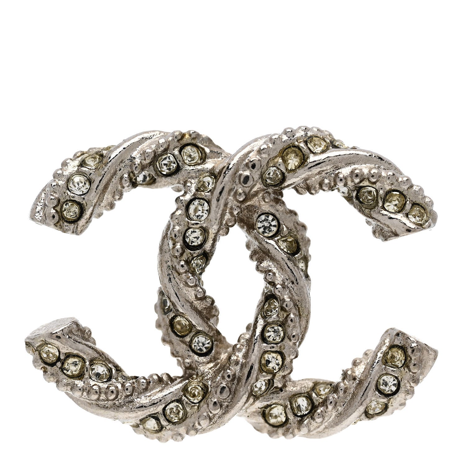 Chanel Crystal Twisted CC Earrings Silver 5 of 7