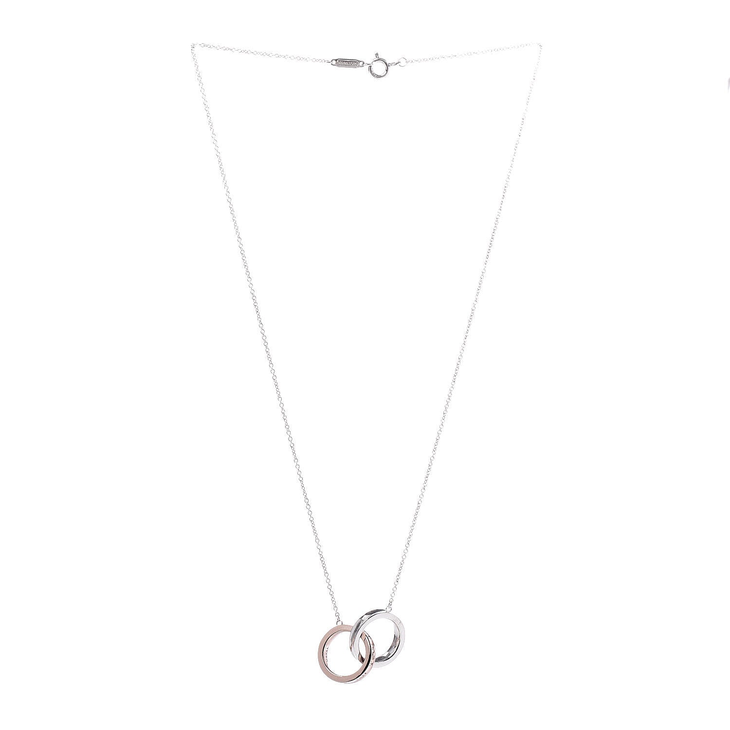 Tiffany Sterling Silver Rubedo 1837 Interlocking Circles Pendant Necklace 3 of 13