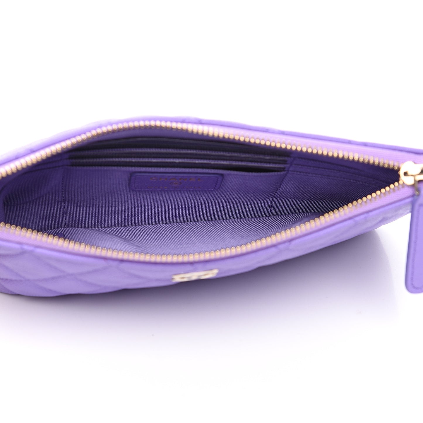 Caviar Quilted Small Zipped Pouch Purple