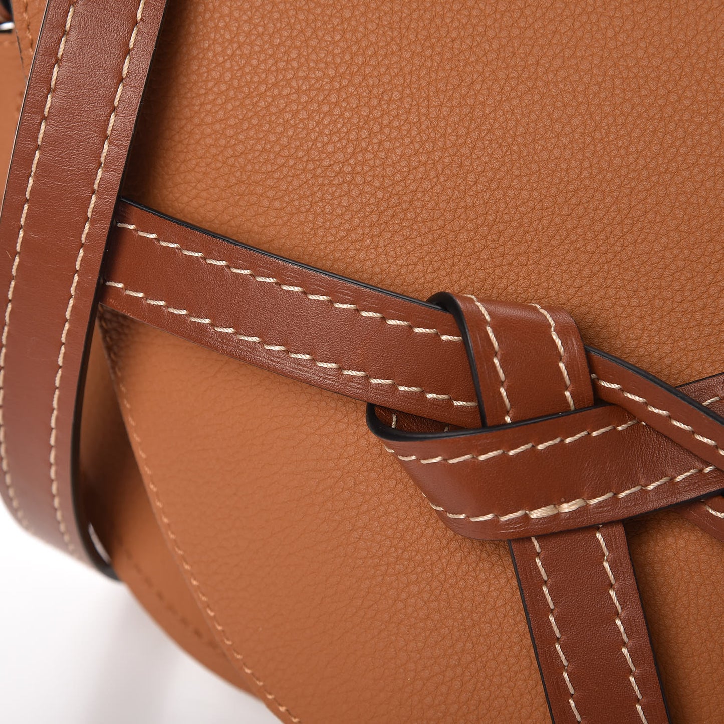 Grained Calfskin Small Gate Crossbody Bag Caramel Pecan