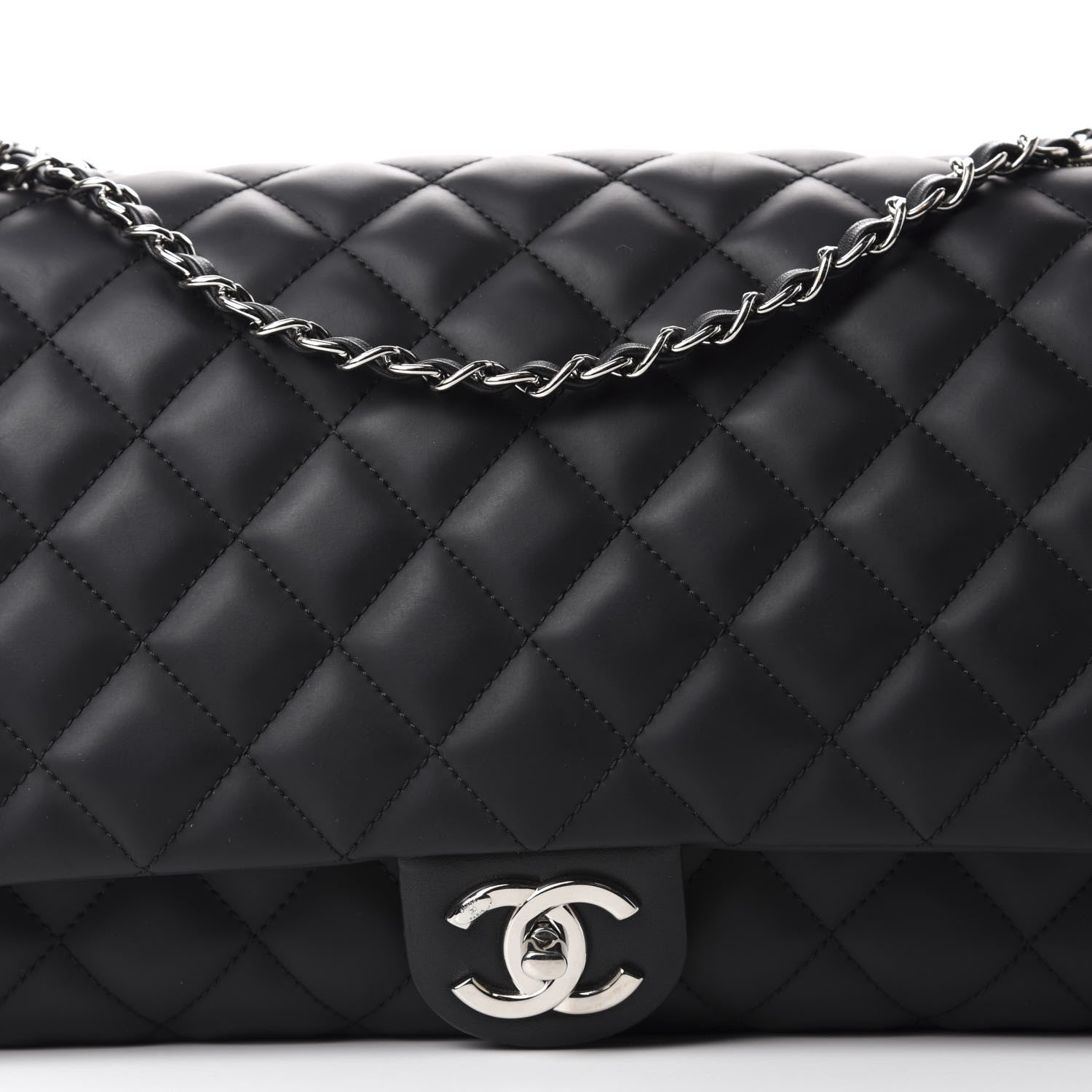Chanel Rubber Quilted Lambskin Maxi Coco Rain Flap Black 10 of 10