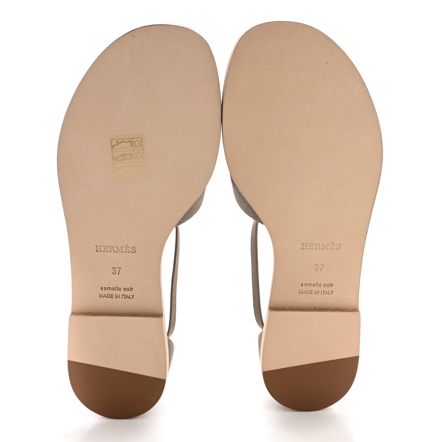 Hermes Epsom Santorini Sandals 37 Etoupe 5 of 9
