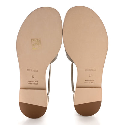 Hermes Epsom Santorini Sandals 37 Etoupe 5 of 9