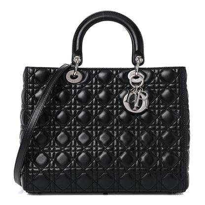 Christian Dior Lambskin Cannage Large Lady Dior Black 1 of 21
