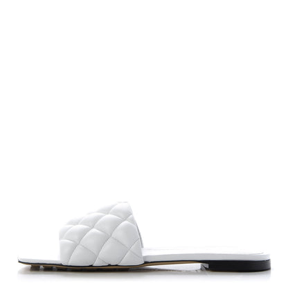 Bottega Veneta Nappa Matelasse Padded Flat Sandals 37 Optic White 1 of 9