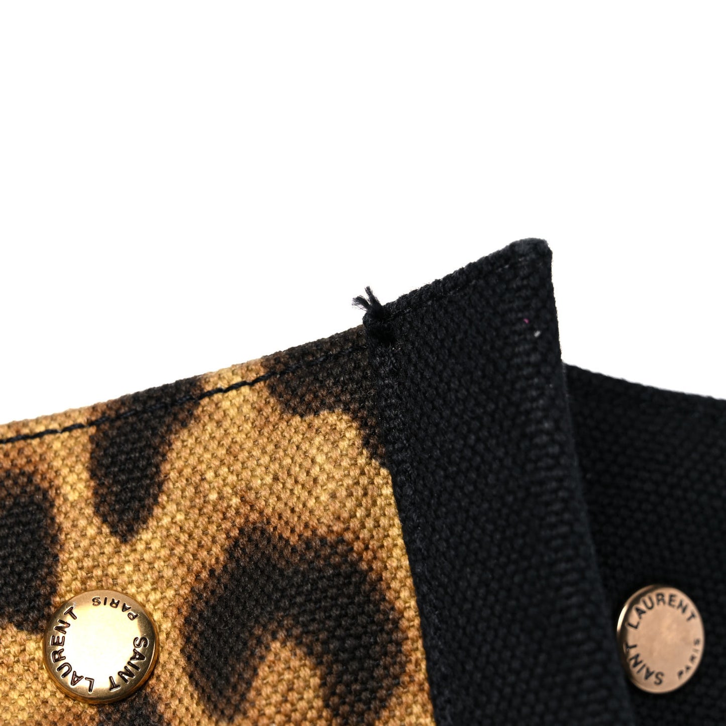 Canvas Calfskin Leopard Print Rive Gauche Noe Tote Natural Black
