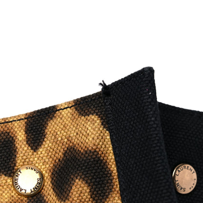 Saint Laurent Canvas Calfskin Leopard Print Rive Gauche Noe Tote Natural Black 13 of 13
