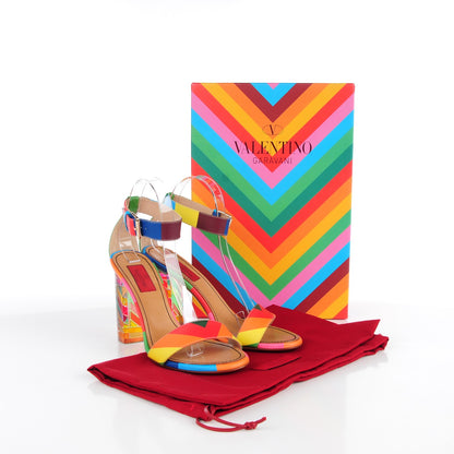 Valentino Garavani Calfskin Plexiglass 1973 Ankle Strap High Heel Sandals 37.5 Multicolor 7 of 7