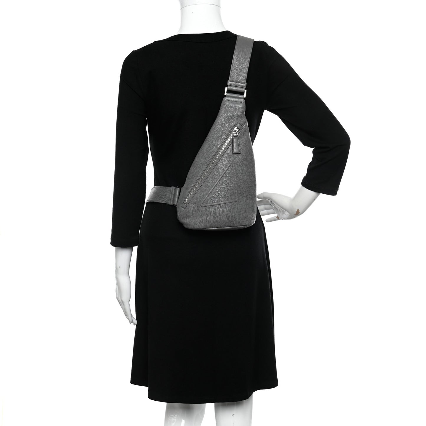 Vitello Daino Logo Embossed Cross Sling Backpack Marmo