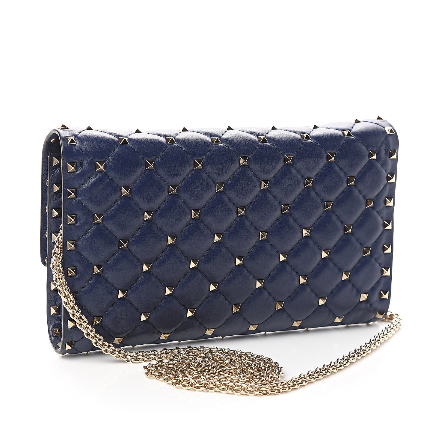 Nappa Rockstud Spike Wallet on Chain Pure Blue