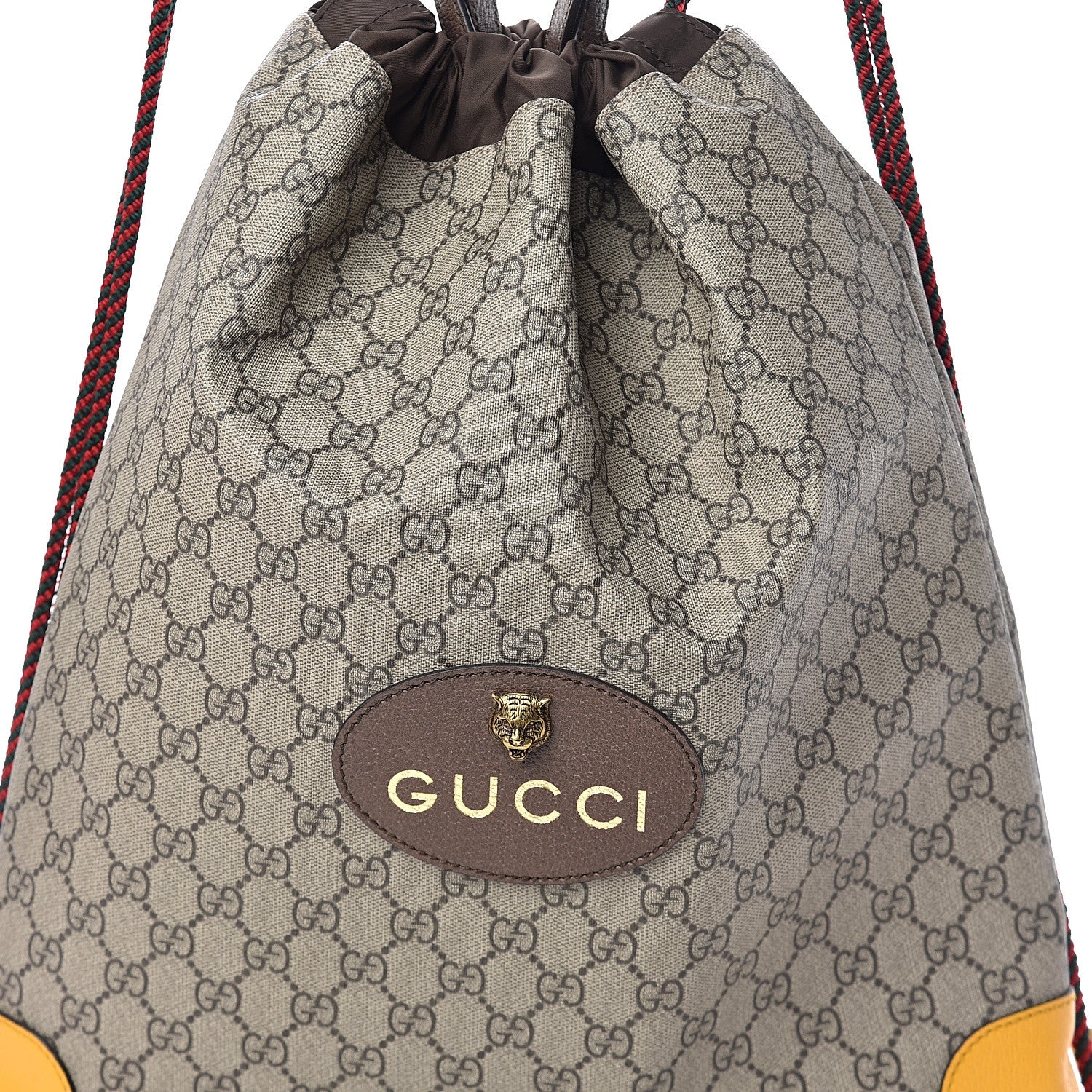 Gucci GG Supreme Monogram Neo Vintage Drawstring Backpack Beige New Acero Crop 6 of 8