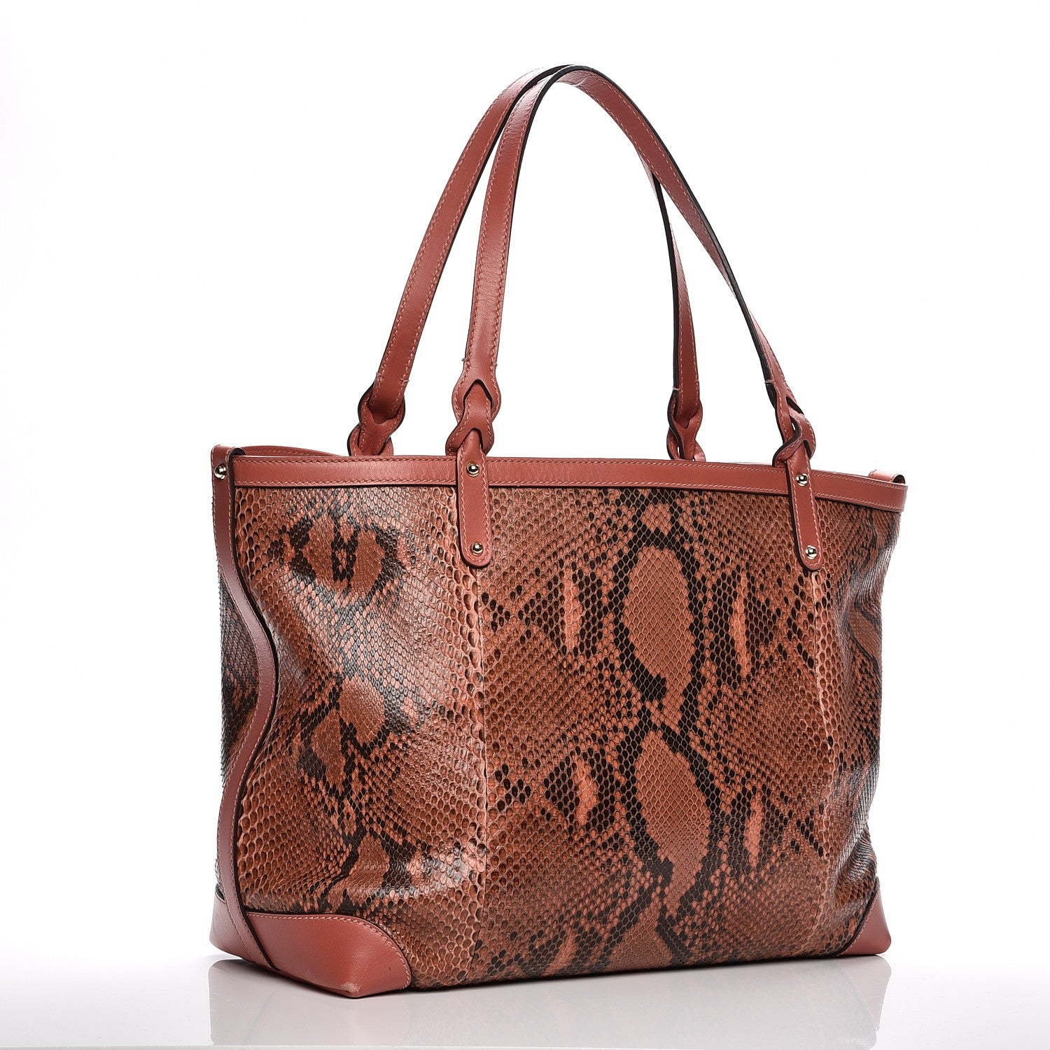 Gucci Python Medium Craft Tote Coral 6 of 12