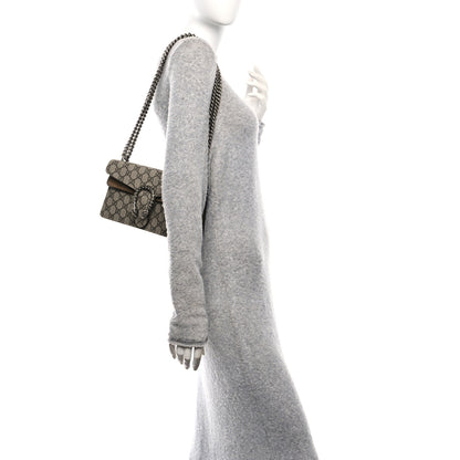 Gucci GG Supreme Monogram Suede Crystal Small Dionysus Shoulder Bag Beige Ebony Taupe 2 of 10