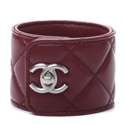 Chanel Quilted Lambskin CC Turnlock Cuff Bracelet Red 1 of 6