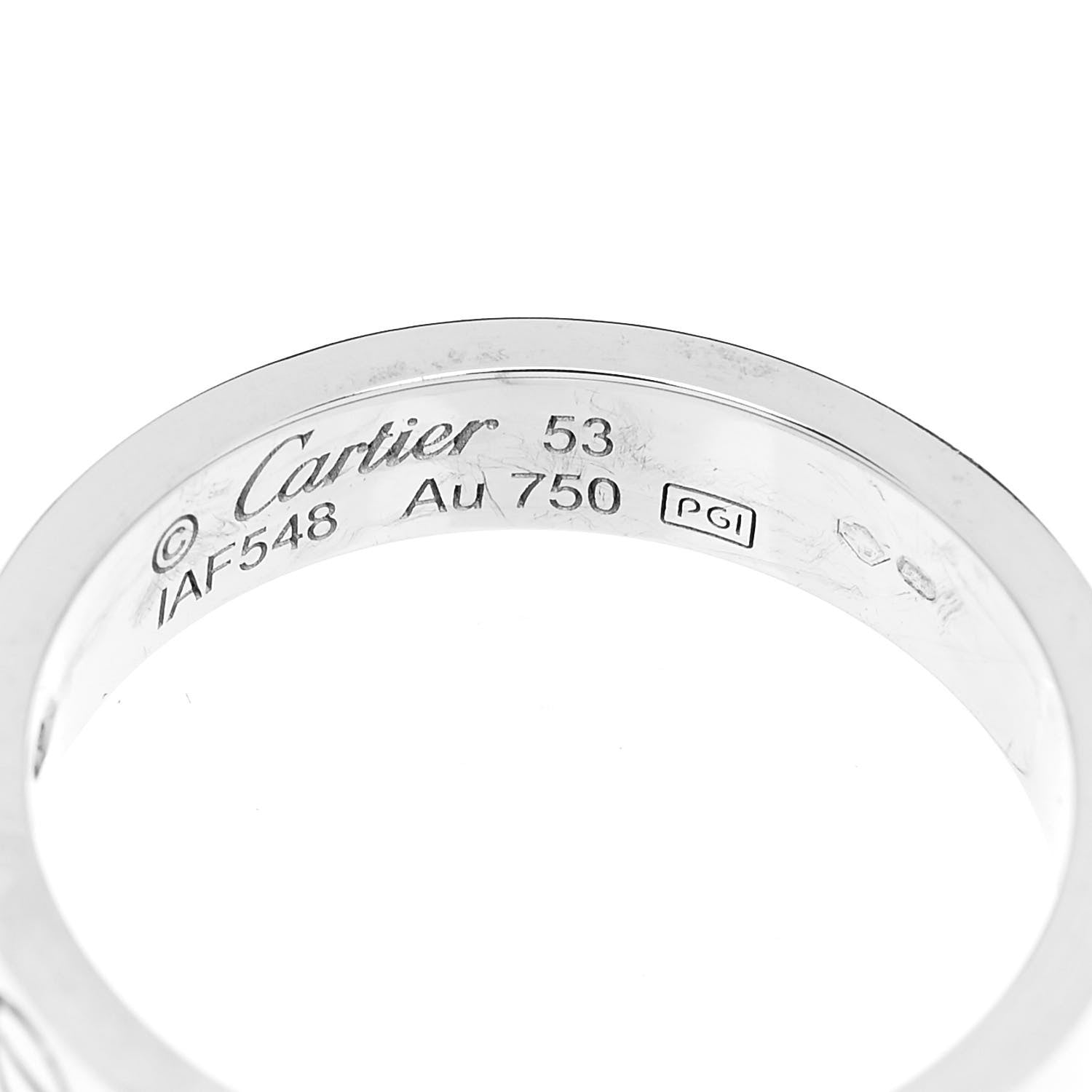 Cartier 18K White Gold Diamond 4mm LOVE Wedding Band Ring 53 6.5 4 of 5