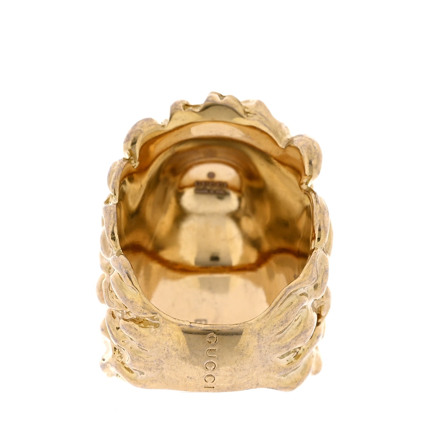 Metal Crystal Lion Head Ring 53 6.25 Gold