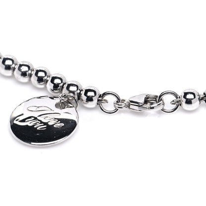 Tiffany Sterling Silver 4mm I Love You Round Tag Bead Bracelet 4 of 5