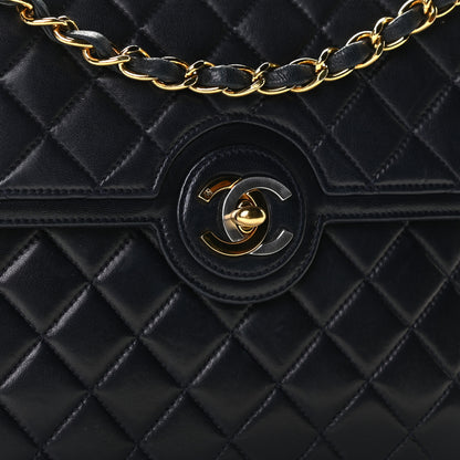 Chanel Lambskin Quilted Medium Single Flap Navy Blue 13 of 15