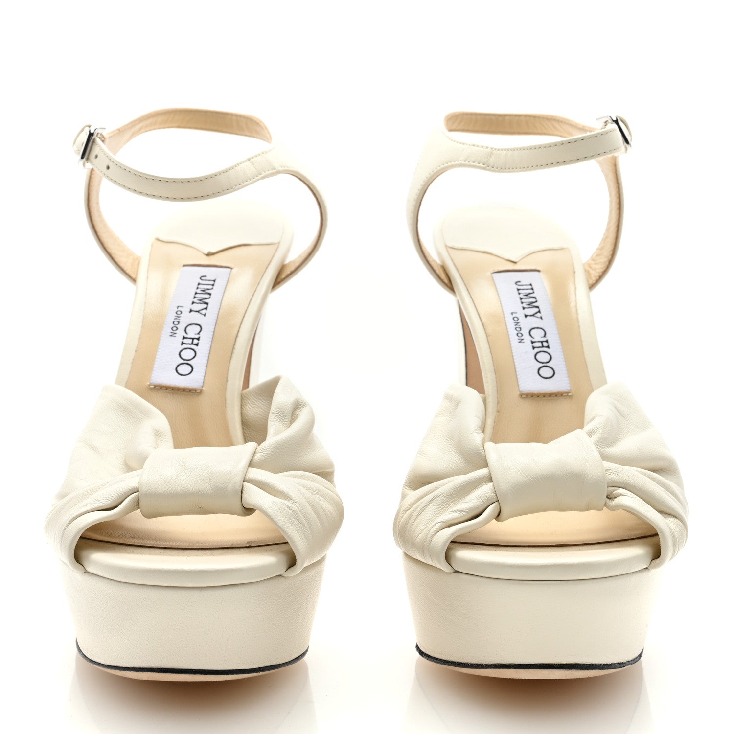 Jimmy Choo Nappa Heloise Ankle Strap Platform Sandals 39.5 Latte 2 of 7