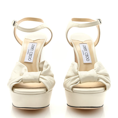 Jimmy Choo Nappa Heloise Ankle Strap Platform Sandals 39.5 Latte 2 of 7