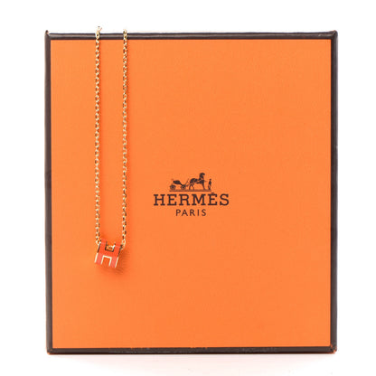 Hermes Lacquered Gold Mini Pop H Pendant Necklace Orange 7 of 7