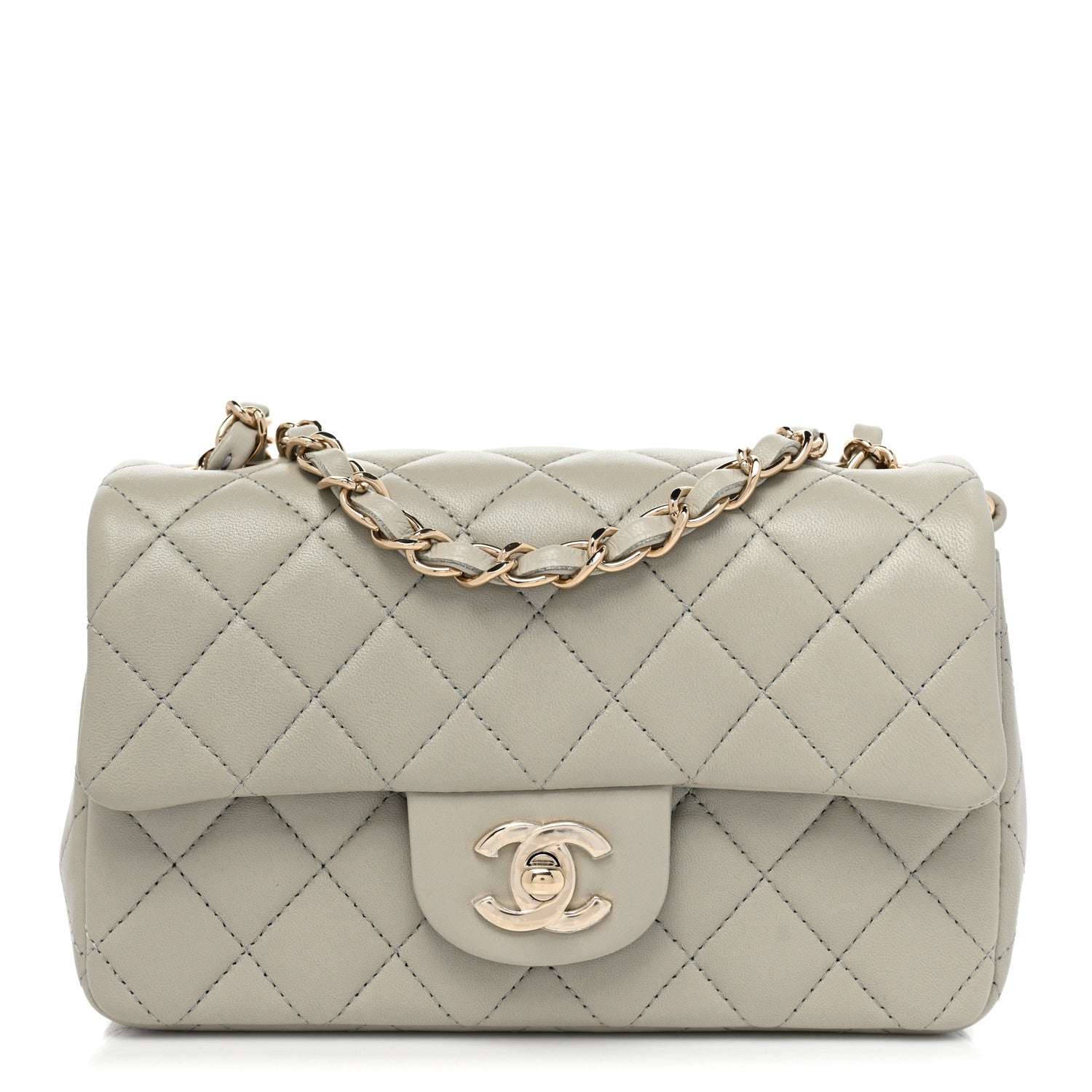 Chanel Lambskin Quilted Mini Rectangular Flap Grey 1 of 10