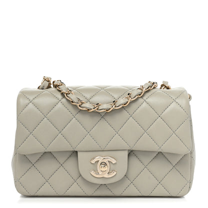 Chanel Lambskin Quilted Mini Rectangular Flap Grey 1 of 10