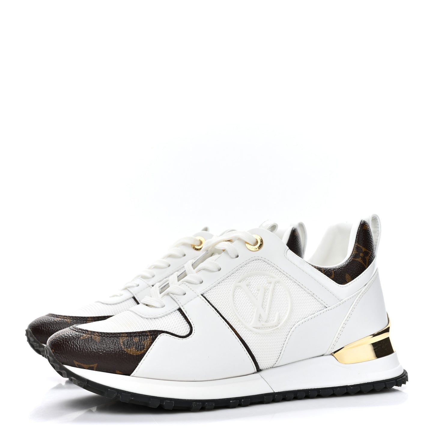 Calfskin Monogram Run Away Sneakers 37 White