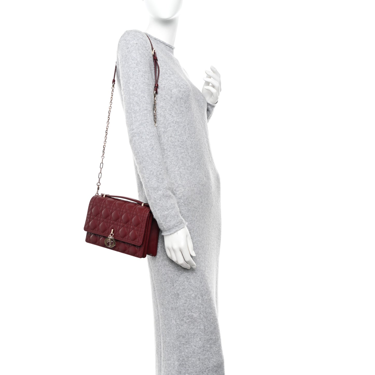 Lambskin Cannage My Dior Top Handle Bag Burgundy