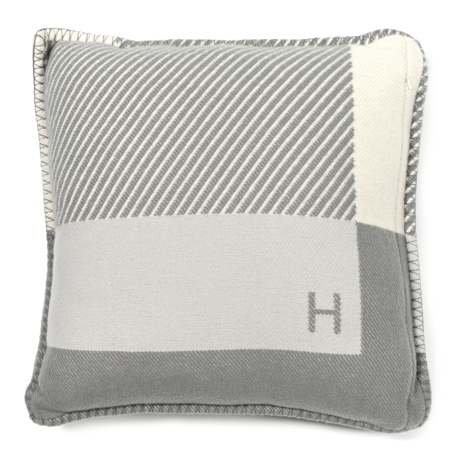 Hermes Wool Cashmere H Riviera Pillow Gris 1495009 – FASHIONPHILE