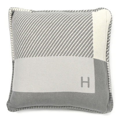 Hermes Wool Cashmere H Riviera Pillow Gris 2 of 3