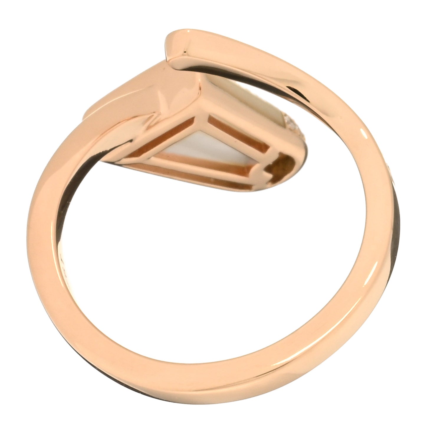 18K Rose Gold Diamond Mother of Pearl Gelati Ring 50 5.25