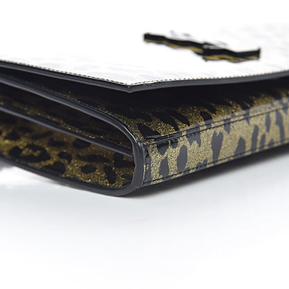 Saint Laurent Patent Leopard Print Monogram Chain Wallet Leopard Black Gold 9 of 10