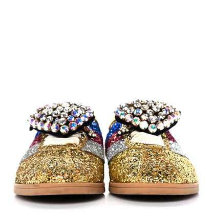 Gucci Glitter Fabric Pierced Heart Falacer Sneakers 35.5 Gold 2 of 9