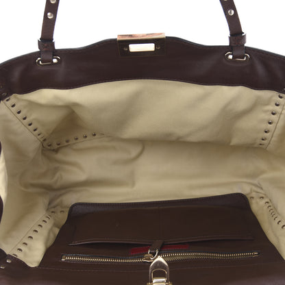 Valentino Garavani Vitello Medium Rockstud Tote Cacao 5 of 9