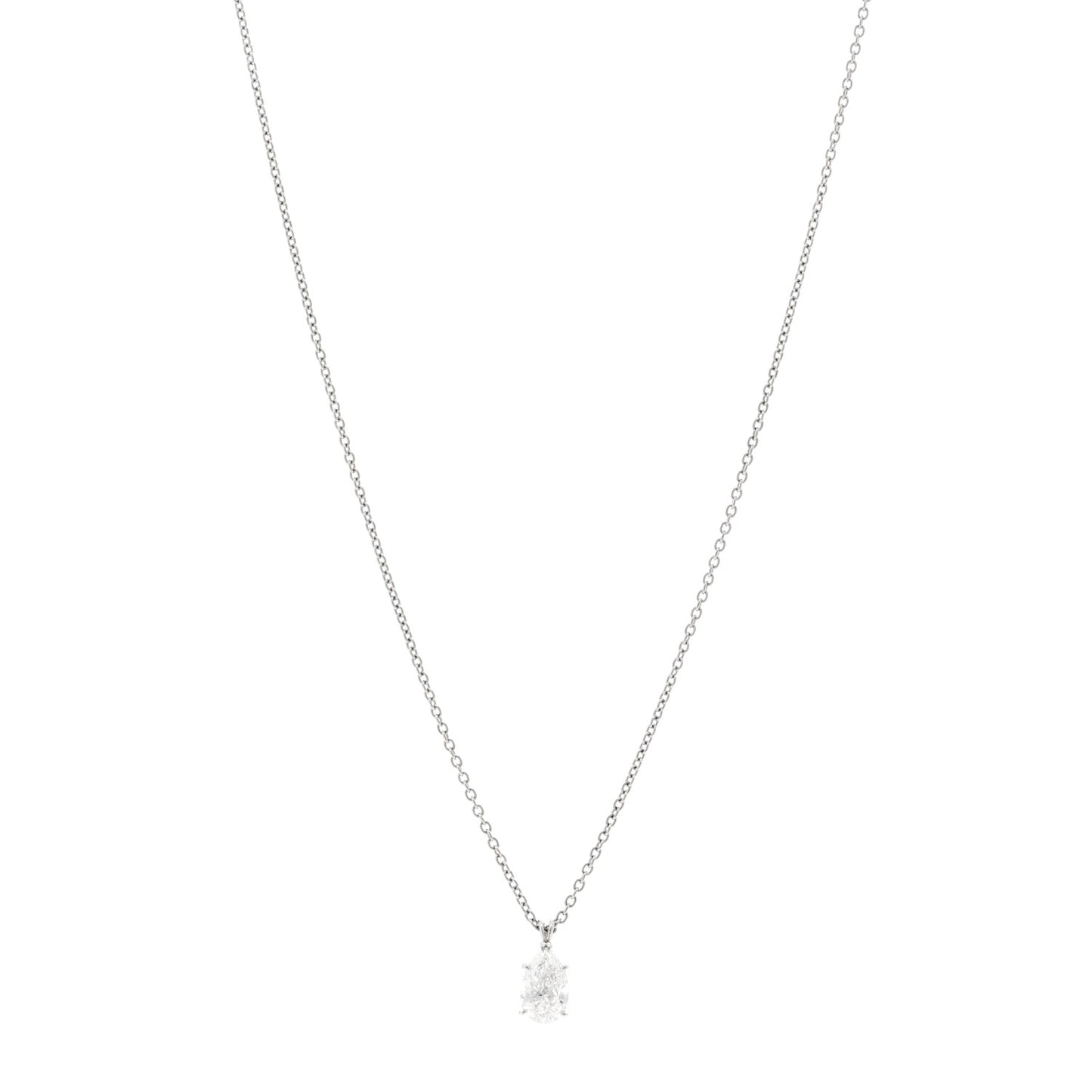 Platinum Diamond 1.01ct Pear Solitaire Pendant Necklace