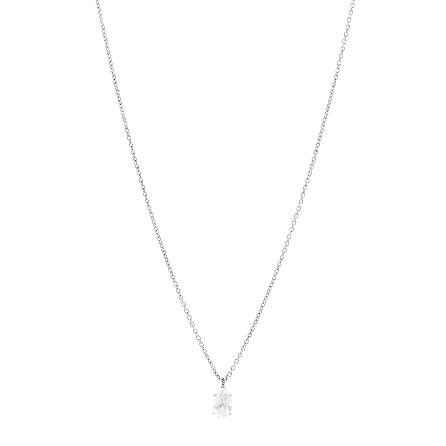 Harry Winston Platinum Diamond 1.01ct Pear Solitaire Pendant Necklace 1 of 5