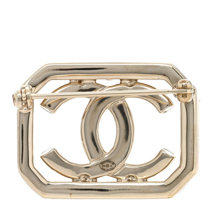 Chanel Pearl Crystal CC Square Brooch Gold 3 of 5