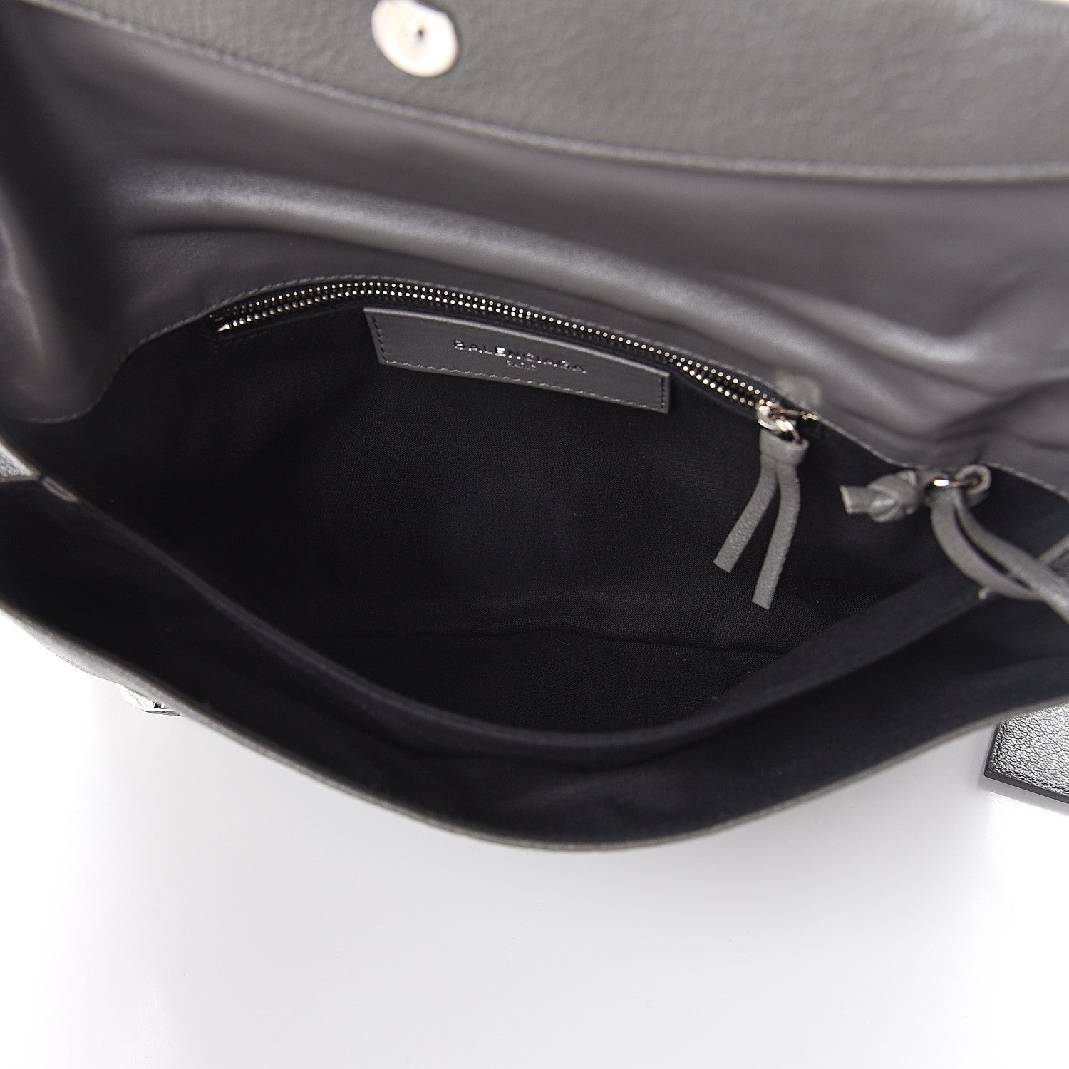 Balenciaga Chevre Silver Metallic Edge Hardware Envelope Clutch Gris Acier 4 of 8